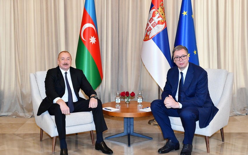 Состоялась встреча президента Азербайджана Ильхама Алиева с президентом Сербии Александаром Вучичем один на один  и в расширенном составе