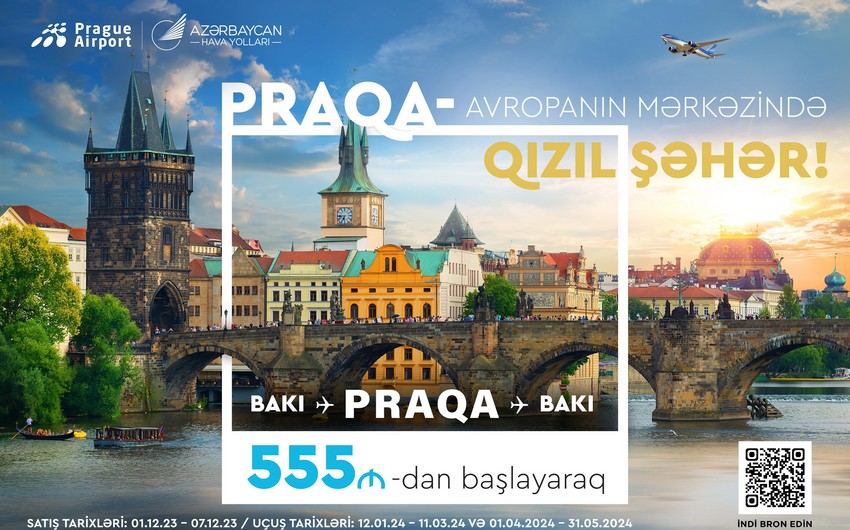 AZAL запустил новую скидочную акцию на перелеты из Баку в Прагу 