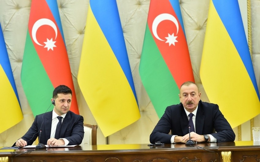 Azerbaijani, Ukrainian presidents made press statements