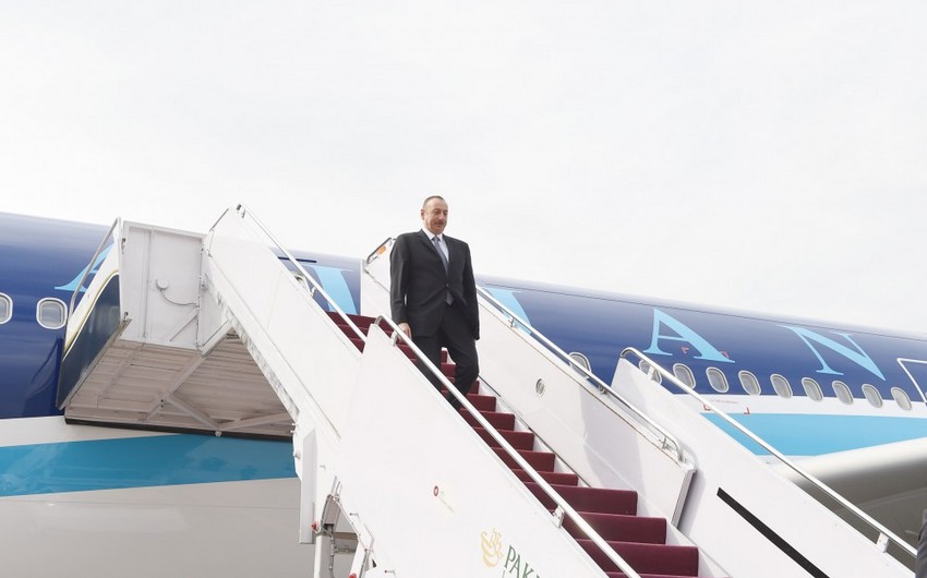 President Ilham Aliyev arrives in Pakistan for a visit
