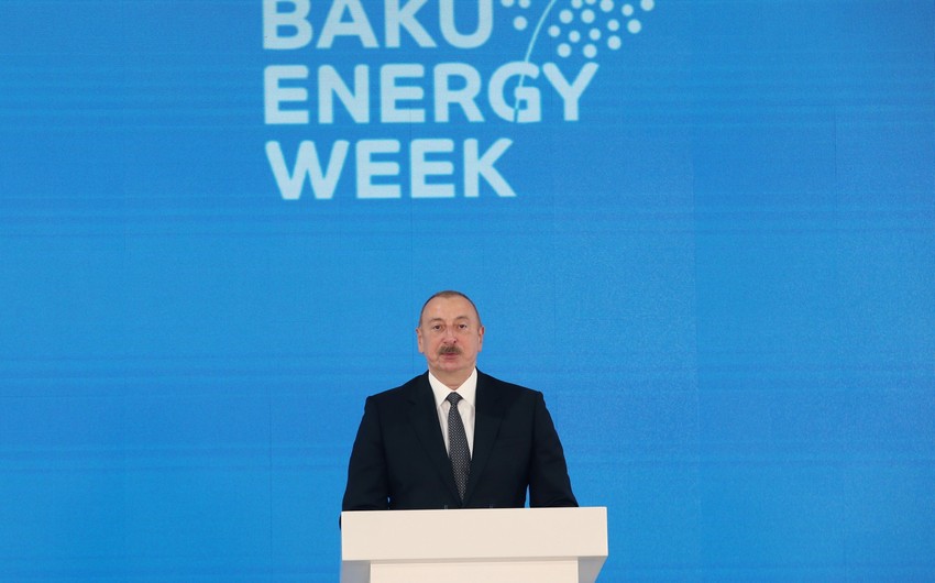 President Ilham Aliyev addresses participants of Baku Energy Week