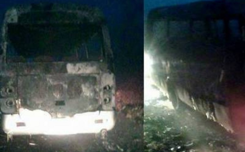 Bus carrying servicemen from Armenia to Nagorno-Karabakh burns