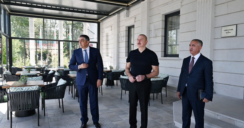 President Ilham Aliyev attends inauguration of Palace Hotel in Khankandi after major overhaul and restoration