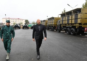 Президент принял участие в открытии нового комплекса воинской части ГПС в Джебраиле