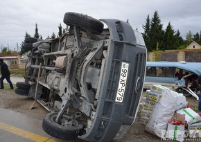 Bus overturned in Shabran after colliding with truck