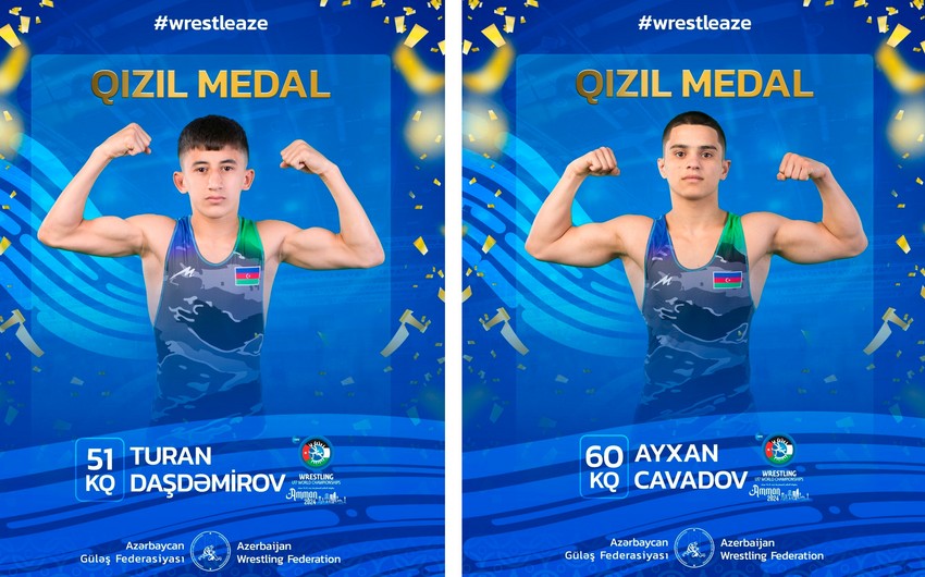 Azərbaycanın iki güləşçisi dünya çempionatının qızıl medalını qazanıb