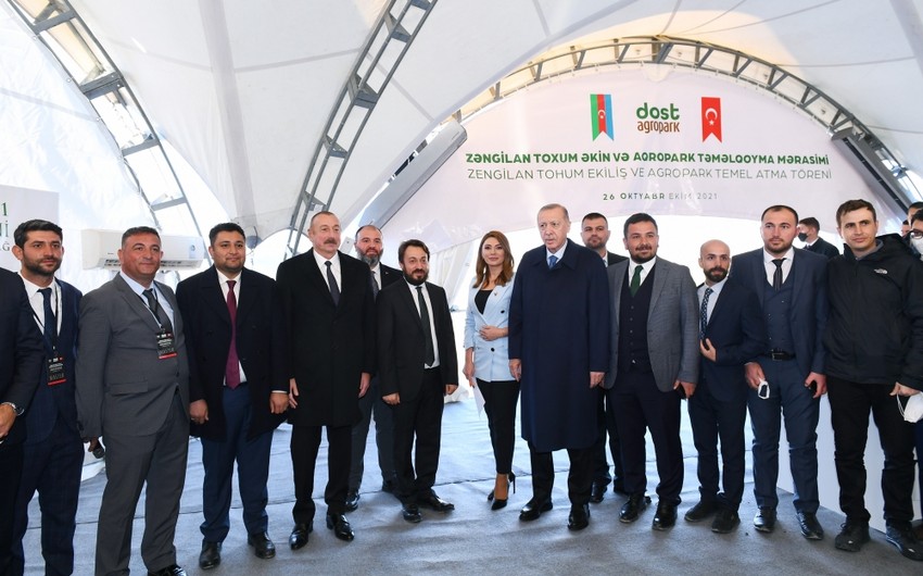 Azerbaijani, Turkish presidents lay foundation of Dost Agropark in Zangilan