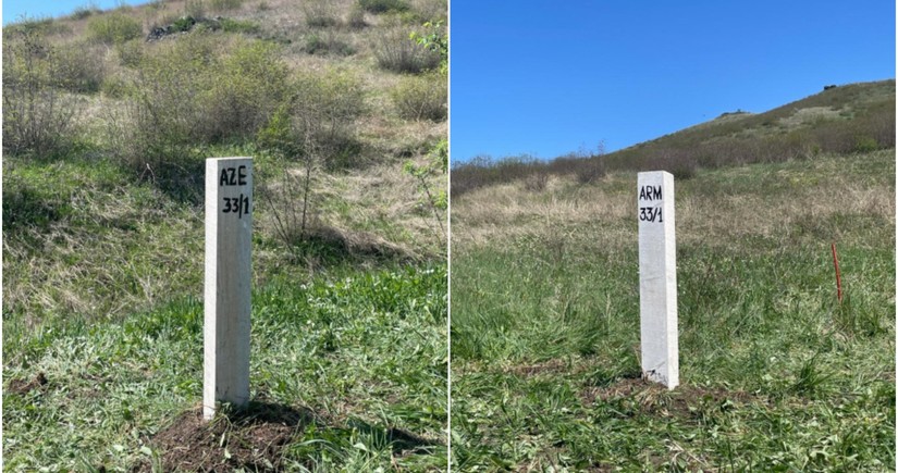 First border marker installed between Azerbaijan and Armenia - PHOTO