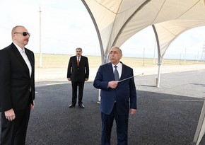 President Ilham Aliyev attends inauguration of highway in Hajigabul district 