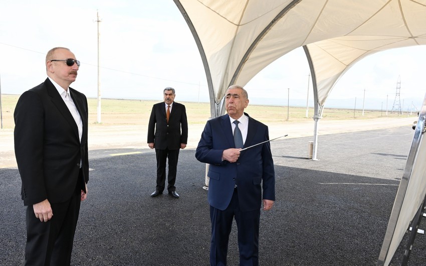 Президент Ильхам Алиев принял участие в открытии автодороги в Гаджигабульском районе
