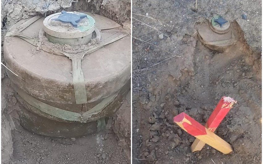 В Агдаме обнаружена мина-ловушка из четырех мин