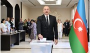 President Ilham Aliyev, First Lady Mehriban Aliyeva and their daughter Leyla Aliyeva cast their votes