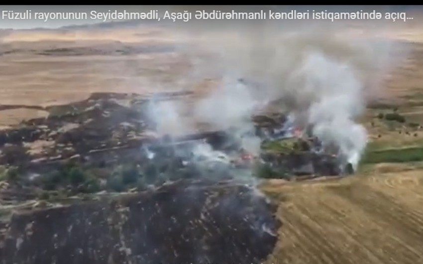 İşğaldan azad olunan ərazilərdə yanğın olub, iki helikopter cəlb olunub