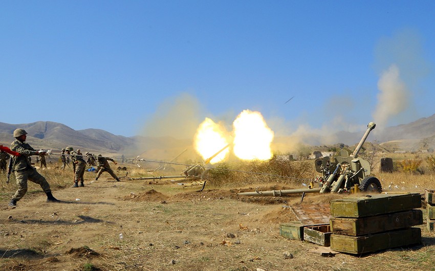 Azerbaijan Army's artillery units strike firing points of Armenia