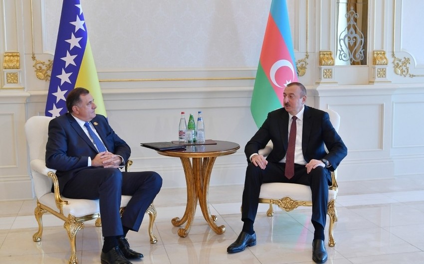 Президент Ильхам Алиев встретился с председателем Президиума Боснии и Герцеговины Милорадом Додиком