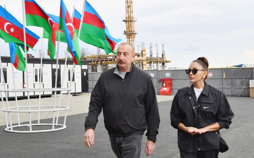 President Ilham Aliyev and First Lady Mehriban Aliyeva attend groundbreaking ceremony for Aghdam Mugham Center