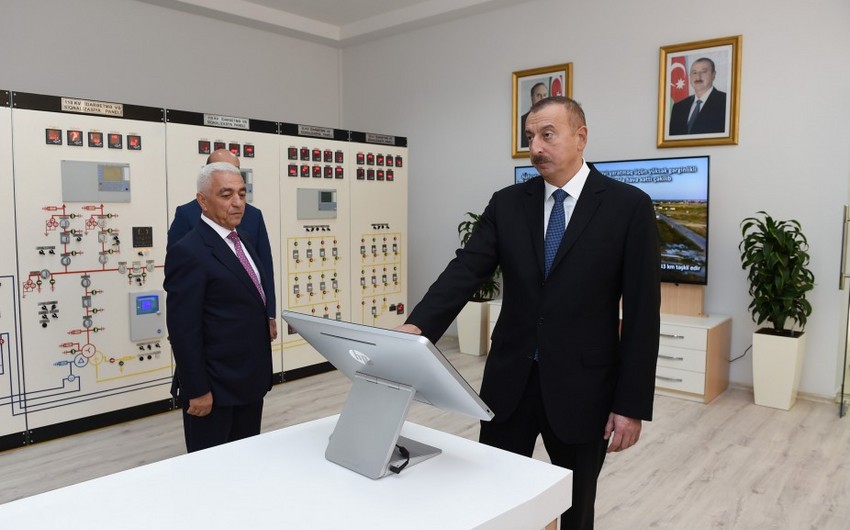 Azərbaycan Prezident “Neftçala” yarımstansiyasının açılışını edib