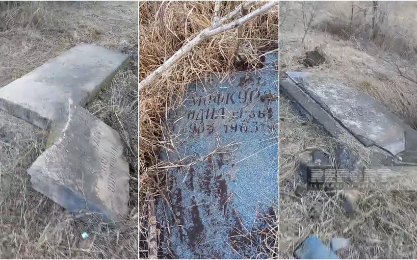 Armenians completely destroy cemetery of Malibayli village