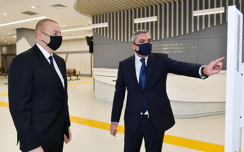 Ильхам Алиев принял участие в открытии Центра приема граждан Администрации президента