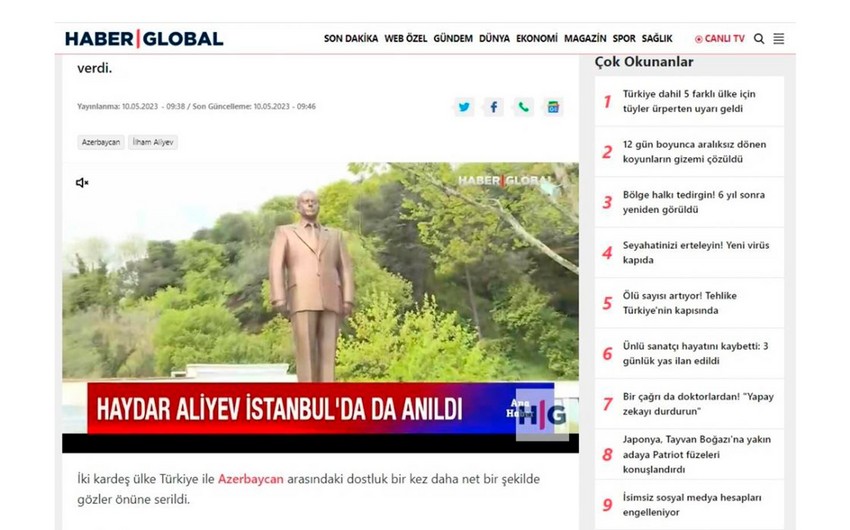 Xarici KİV-lərdə Ulu Öndər Heydər Əliyevin 100 illik yubileyi ilə bağlı məqalələr yayımlanıb