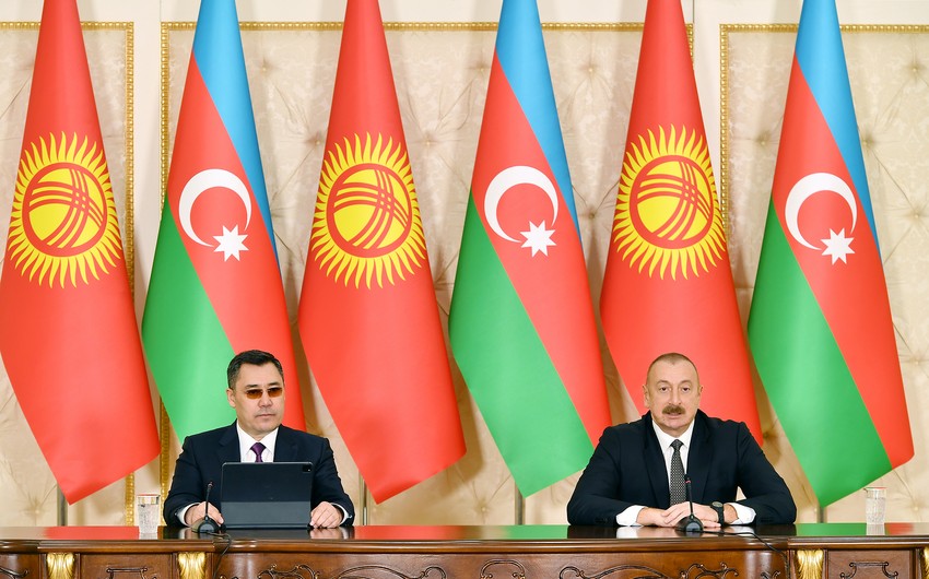 Azerbaijani, Kyrgyz Presidents make statements for press