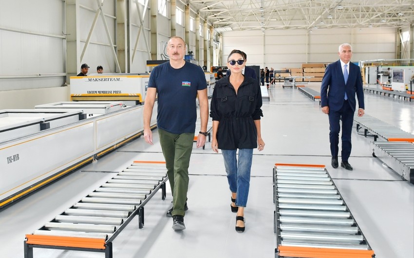 President, First Lady attend inauguration of furniture factory in Lachin industrial zone, views conditions created at several enterprises 