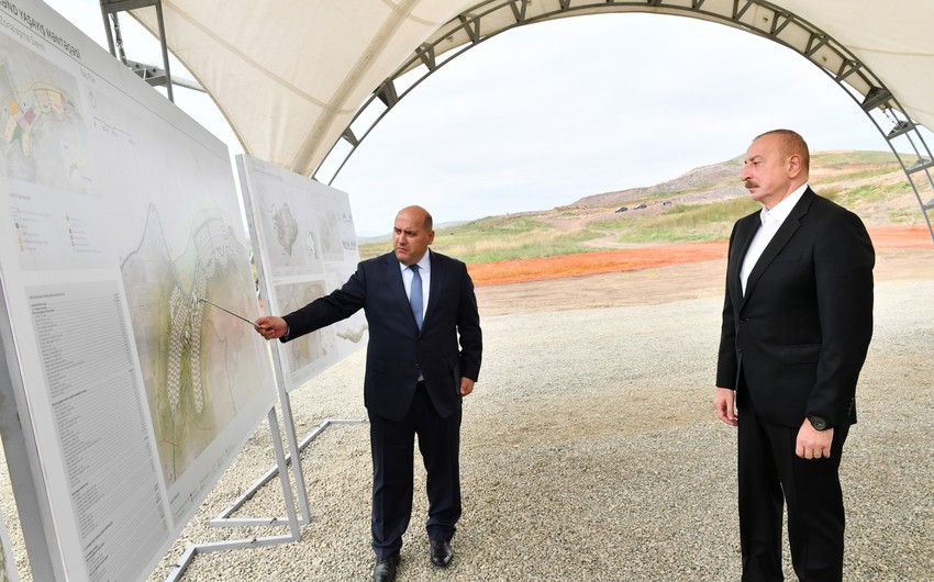 President Ilham Aliyev lays foundation stone for village of Juvarli in Fuzuli district - UPDATED 