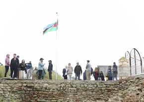 International travelers visit Khudafarin Bridge in Azerbaijan's Jabrayil