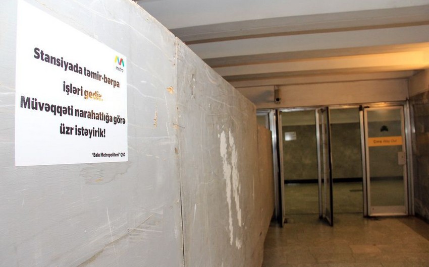 Bakı Metropoliteninin Neftçilər stansiyasının vestibülləri təmir olunur