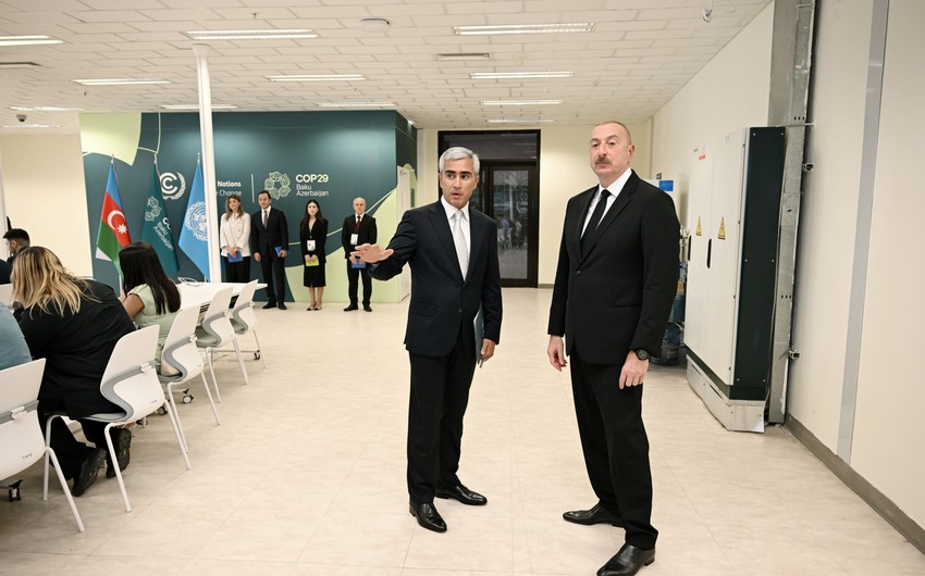 Prezident Bakı Olimpiya Stadionunun ərazisində COP29-a hazırlıqla bağlı görülən işlərlə tanış olub