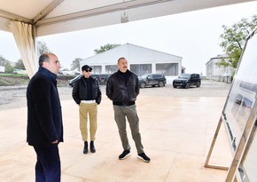 President Ilham Aliyev and First Lady Mehriban Aliyeva view repair and restoration work to be carried out at Shusha Realniy School