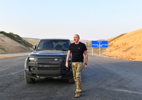 Президент Азербайджана ознакомился со строительством автомобильной дороги Агдам-Физули