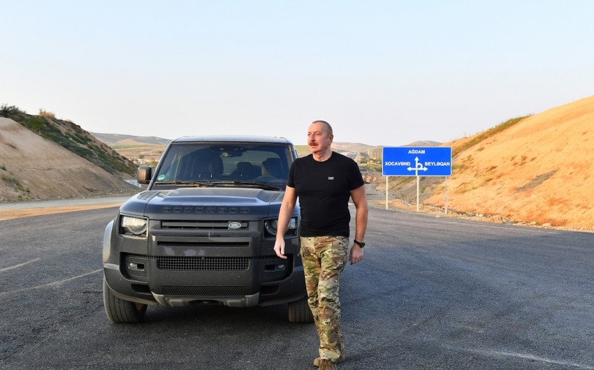 President Ilham Aliyev examined construction progress of Aghdam-Fuzuli highway