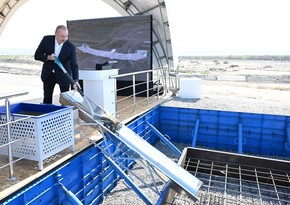 President Ilham Aliyev lays foundation stone for Shirvan irrigation canal in Hajigabul district