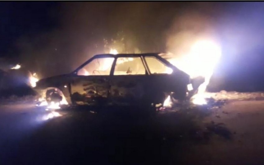 В Уджаре сгорел автомобиль - ВИДЕО