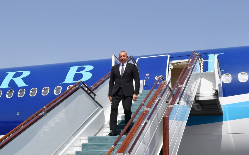 President of Azerbaijan Ilham Aliyev arrives in Uzbekistan