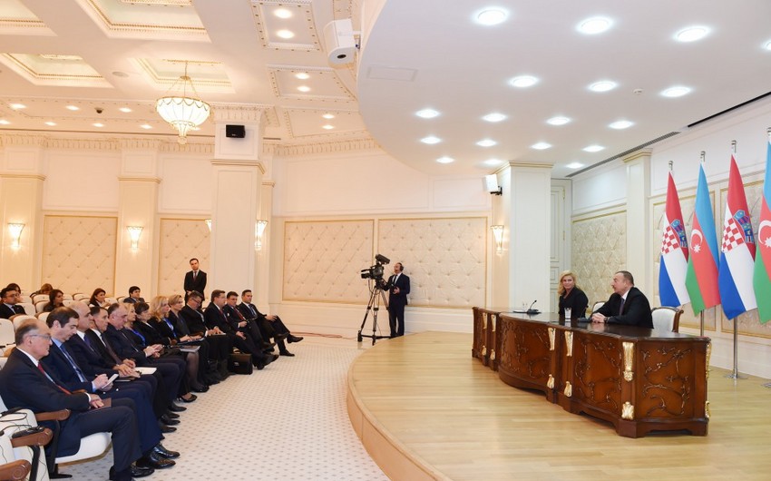 Президенты Азербайджана и Хорватии выступили с заявлением для прессы