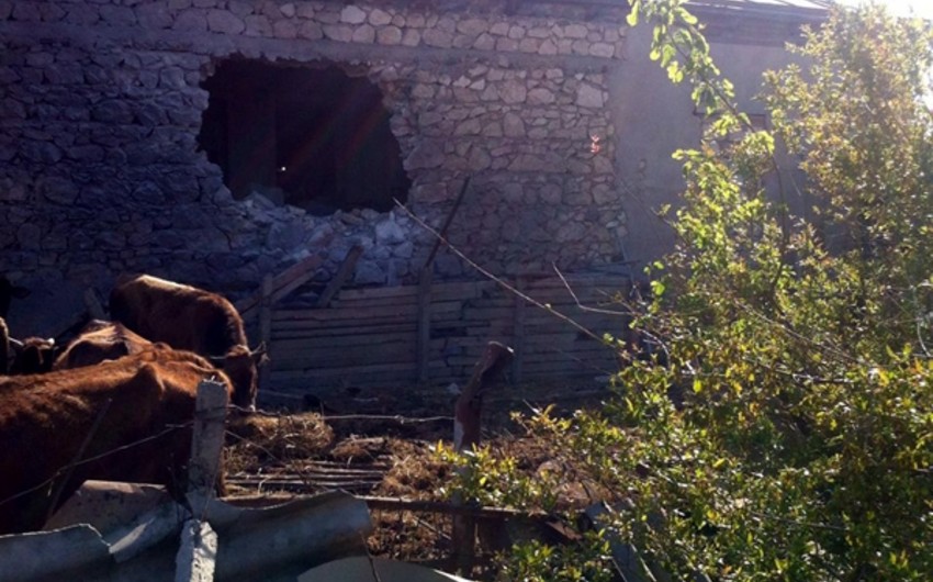 Defense Ministry releases photos of house destroyed by Armenian shelling