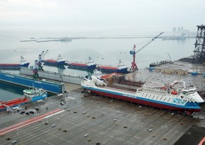 RoPax-type ferry Azerbaijan enters port of Turkmenbashi