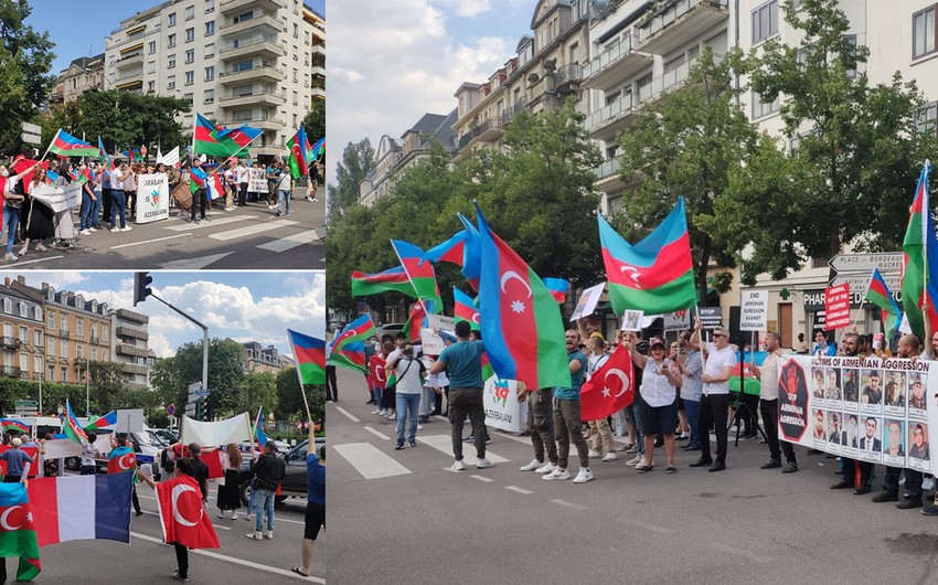 Azərbaycanlılar Avropa Şurasının qarşısında etiraz yürüşü keçirib