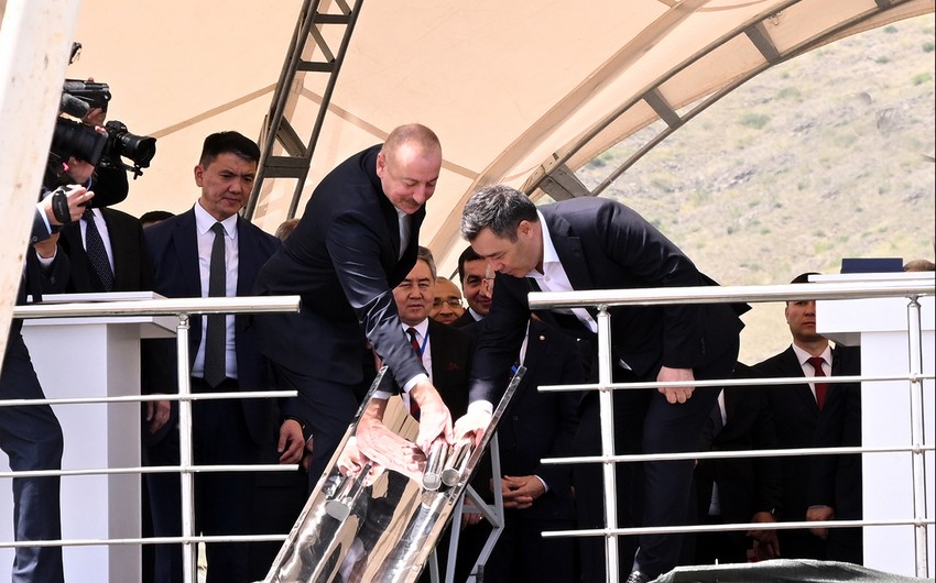 Presidents of Azerbaijan and Kyrgyzstan attend ground-breaking ceremony for secondary school of Khydyrli village in Aghdam