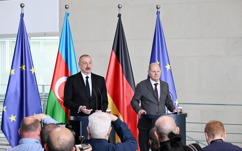 Шольц поблагодарил Ильхама Алиева за вклад Азербайджана в борьбу с изменением климата