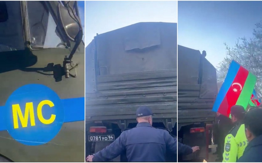 Şuşa-Xankəndi yolunda Rusiya sülhməramlılarının təminat avtomobili maneəsiz hərəkət edib - VİDEO