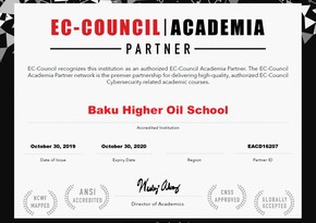 Baku Higher Oil School officially selected as Academia Partner of EC-Council