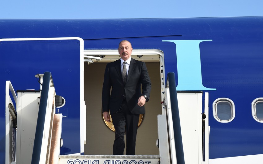 President Ilham Aliyev arrives in Bulgaria for official visit