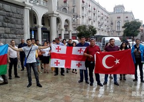 Azerbaijani youth protested in front of Armenian embassy in Georgia