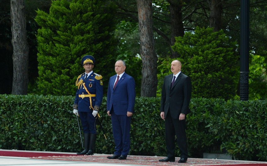 Azərbaycanda Moldova Prezidentinin rəsmi qarşılanma mərasimi olub