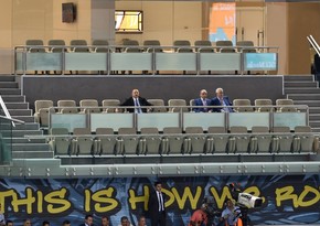 President Ilham Aliyev watches the national team's game