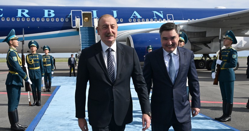 President of Azerbaijan Ilham Aliyev arrives in Kazakhstan