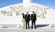 President Ilham Aliyev raises Azerbaijan's tricolor Flag at State Flag Square in Baku